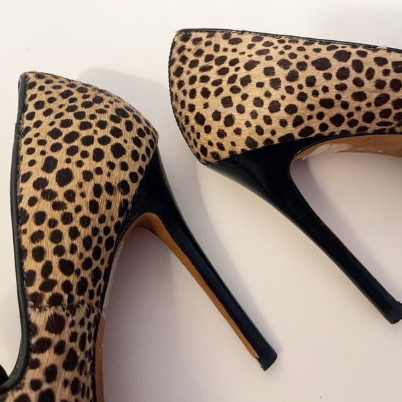 Y2K Ann Taylor Fur Cheetah Print Platform Heels Fall Chic Office Holiday Party - Picture 5 of 13